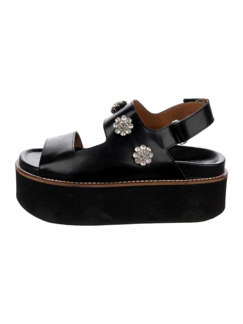 Ganni Leather Crystal Embellishments Slingback Sandals